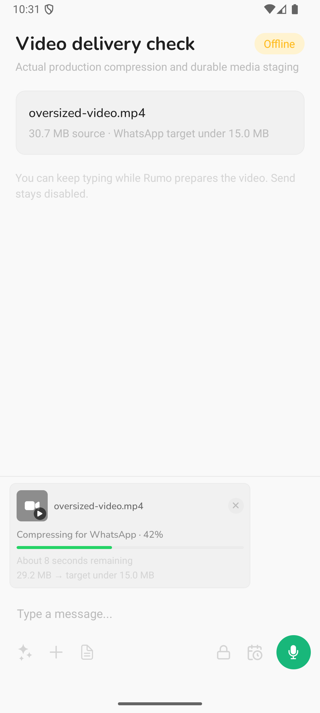 Android compression progress at 42 percent
