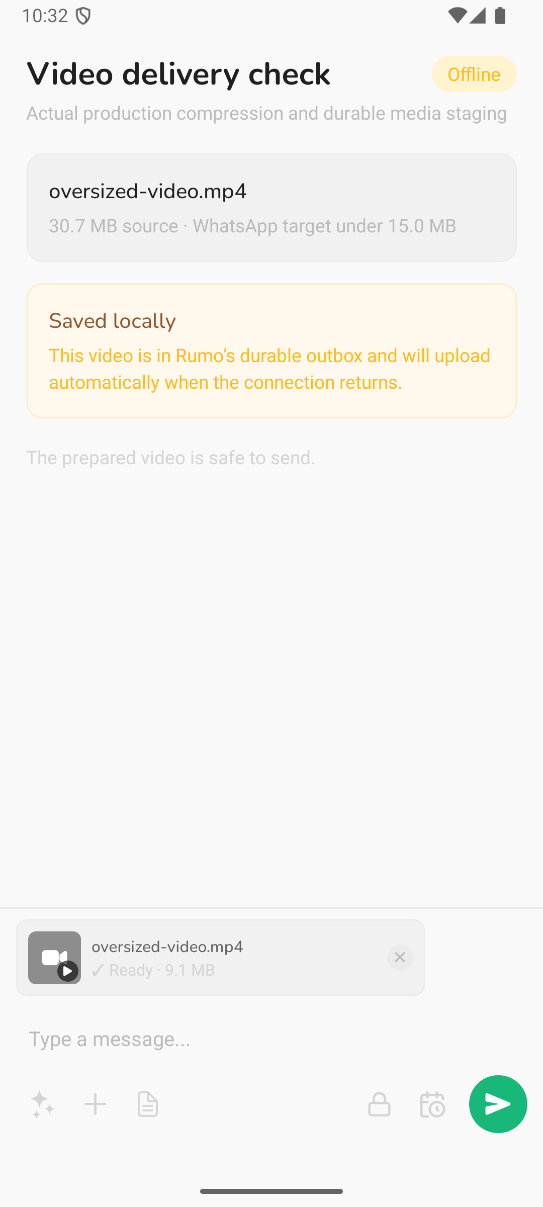 Android video ready and saved locally