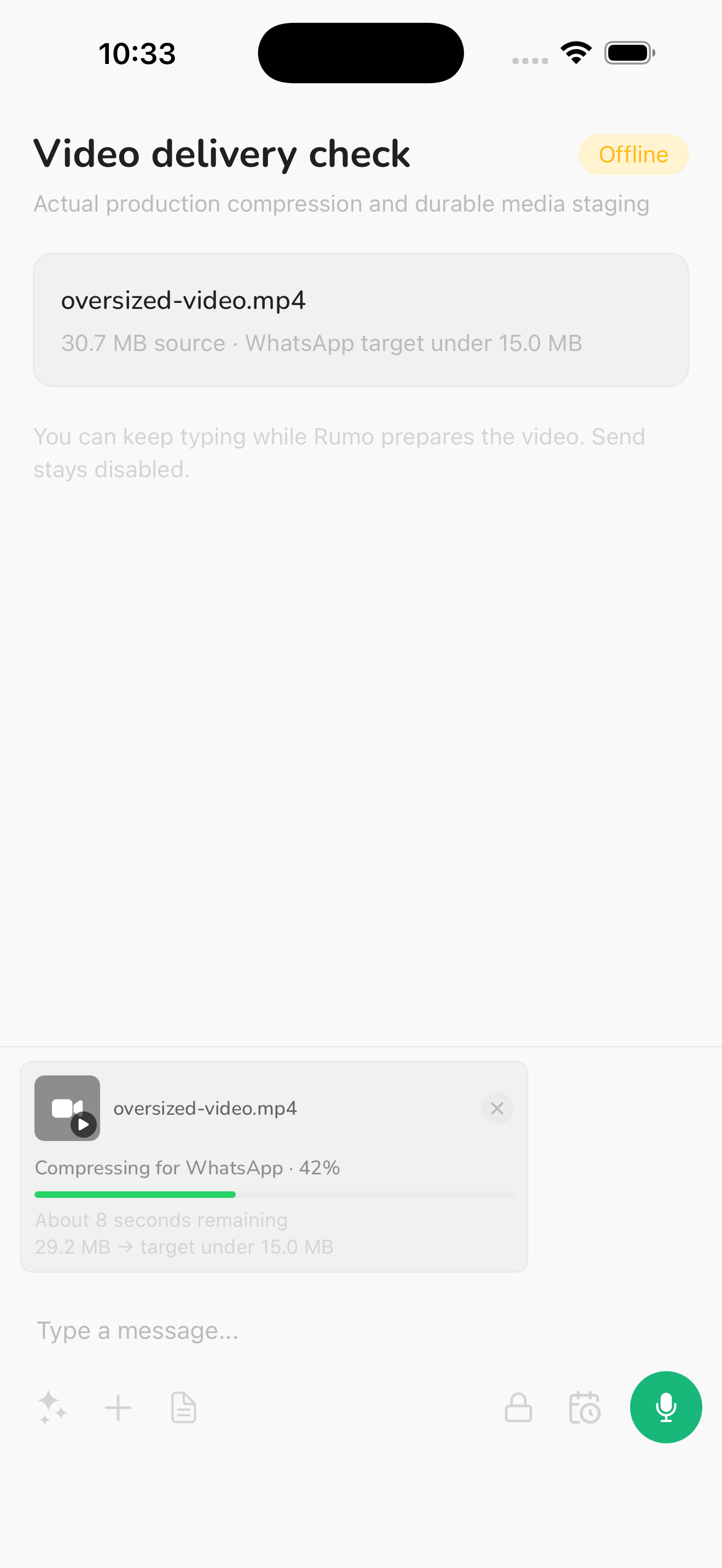 iOS compression progress at 42 percent